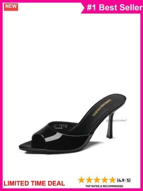 Women's Kitten Heel Mule Pointed Toe Faux Leather Slip On Business Casual Heels